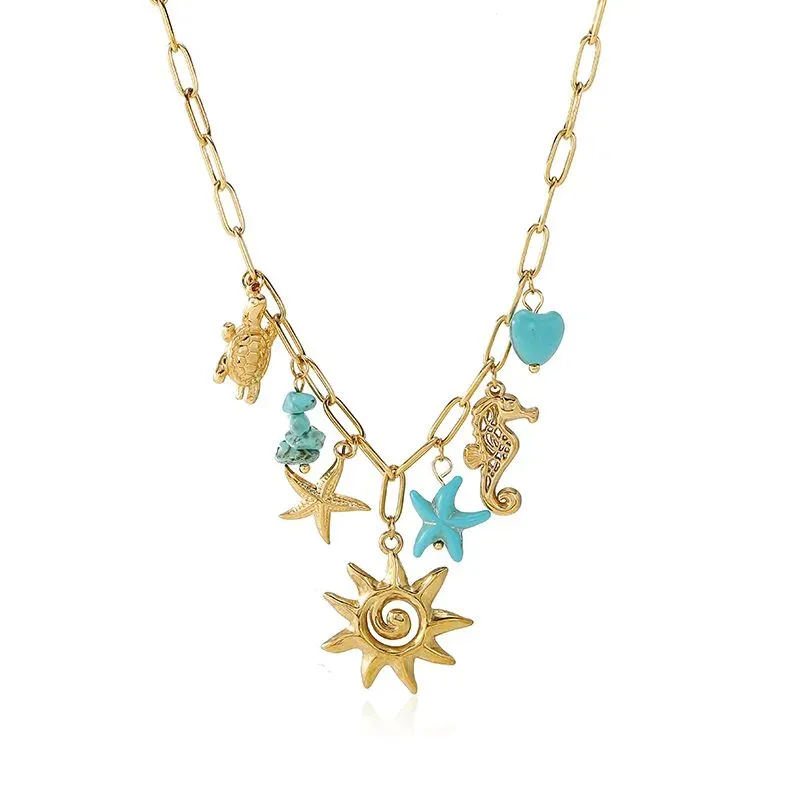 Ivanda Shell Charm Link Necklace Gold CHXL02751-1 - view 04
