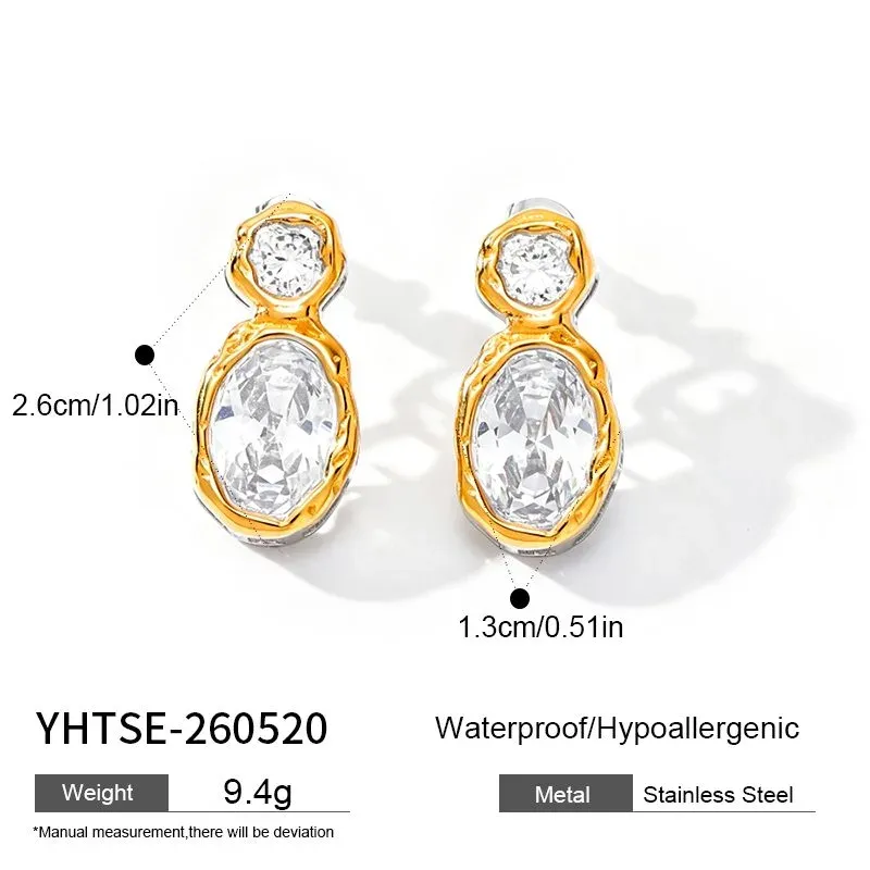 Ivanda Gold Drop Earrings Statement Stainless YHTSE-260520 - view 01