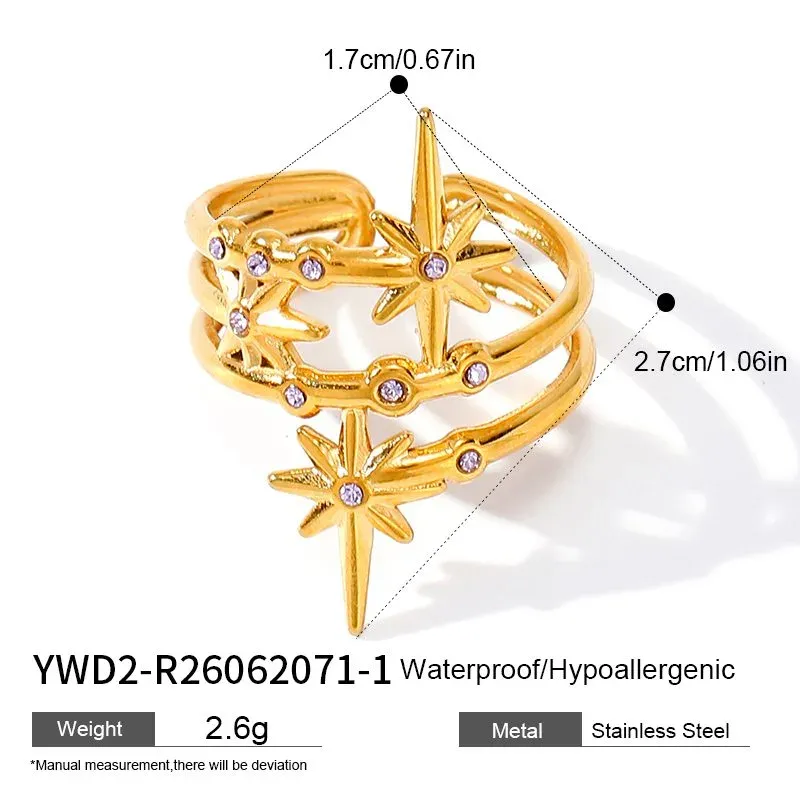 Ivanda North Star Double Band Ring Gold YWD2-R26062071-1 - view 01