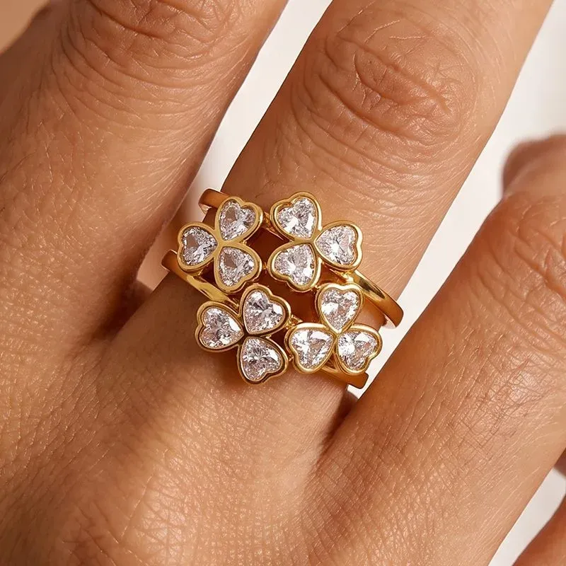 Ivanda Heart Crystal Cluster Ring Gold CHPJ26710-6 - view 05