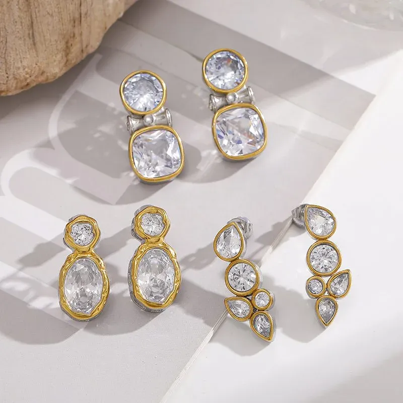Ivanda Gold Drop Earrings Statement Stainless YHTSE-260520 - view 05