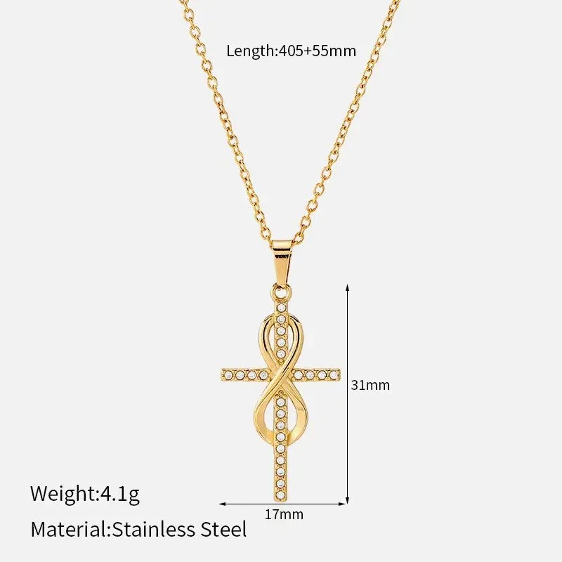 Ivanda Pavé Cross Pendant Necklace Gold CHZRK616-22 - view 01