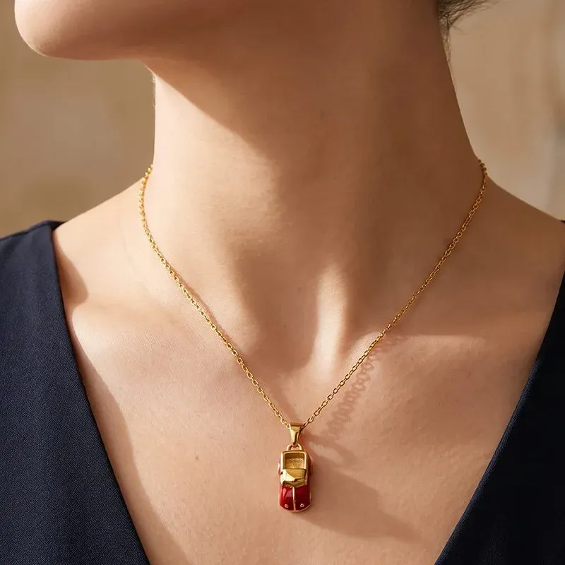 Ivanda Red Cherry Pendant Necklace Gold CPXB-099 - view 05