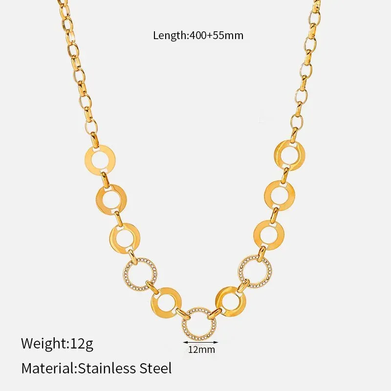Ivanda Chunky Pavé Link Necklace Gold Statement CHZRK616-5 - view 02
