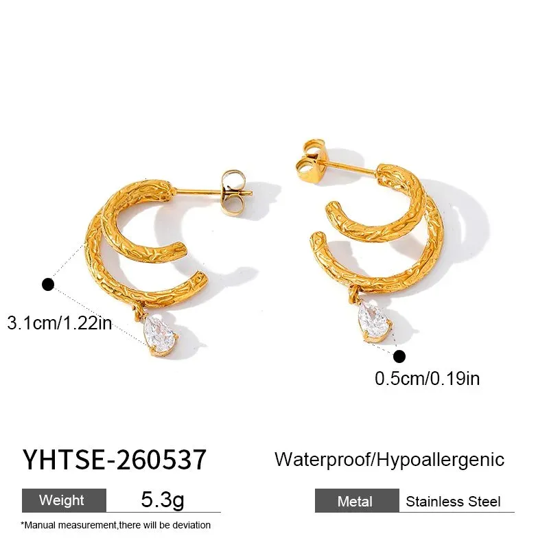 Ivanda Gold Modern Earrings Stainless Steel YHTSE-260537 - view 01