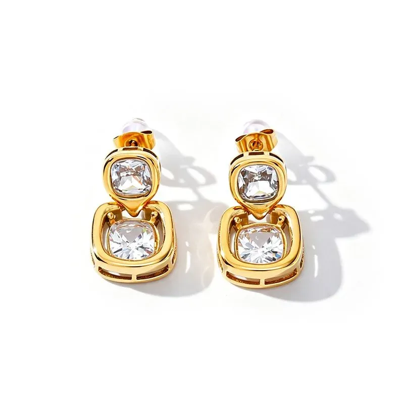 Ivanda Gold Statement Earrings Stainless Steel YHTSE-260837 - view 02
