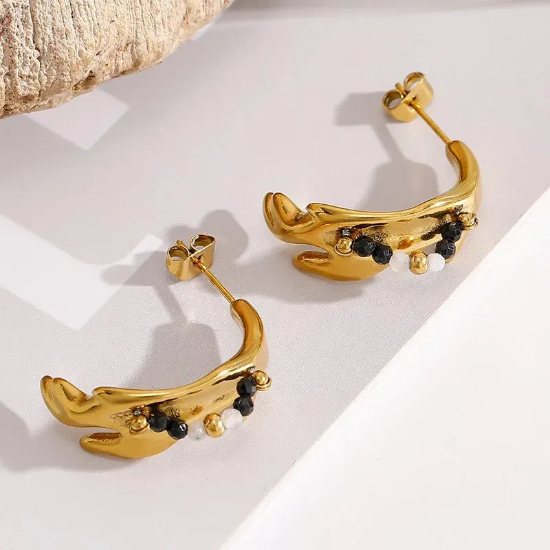 Ivanda Shark Charm Hoop Earrings Gold YWD8-E2504942 - view 03