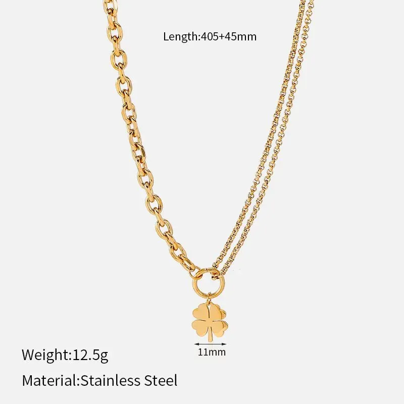 Ivanda Long Charm Cluster Necklace Gold CHOFXL-0533-J - view 02