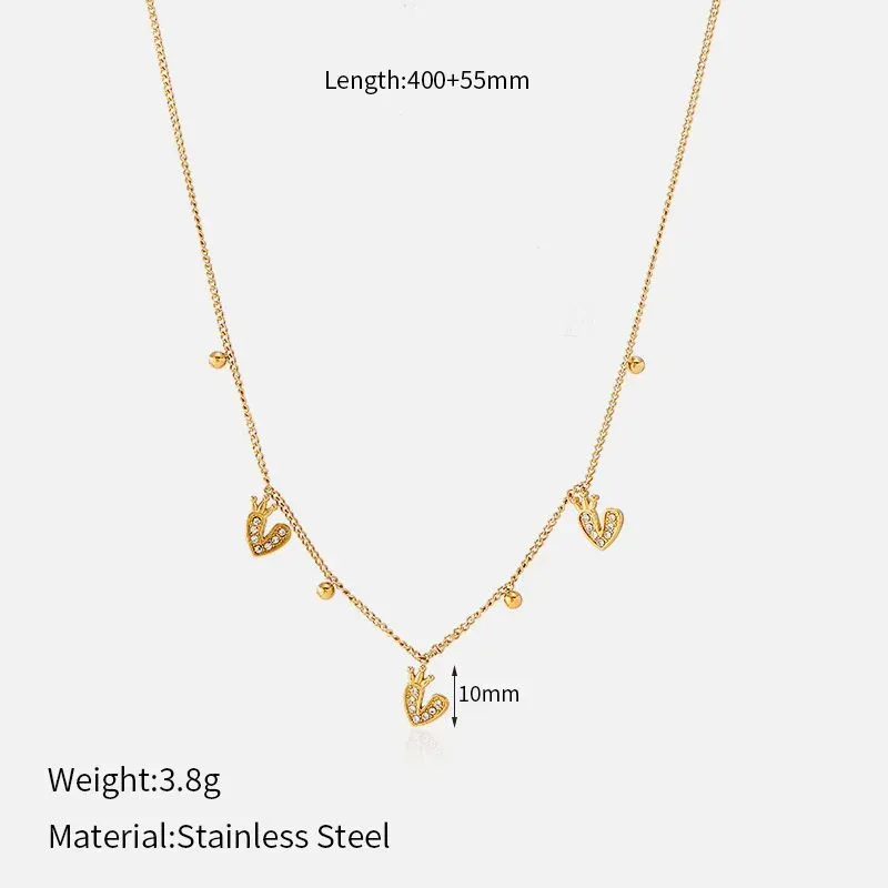 Ivanda Love Letter Charm Necklace Gold Stainless CH1927 - view 01