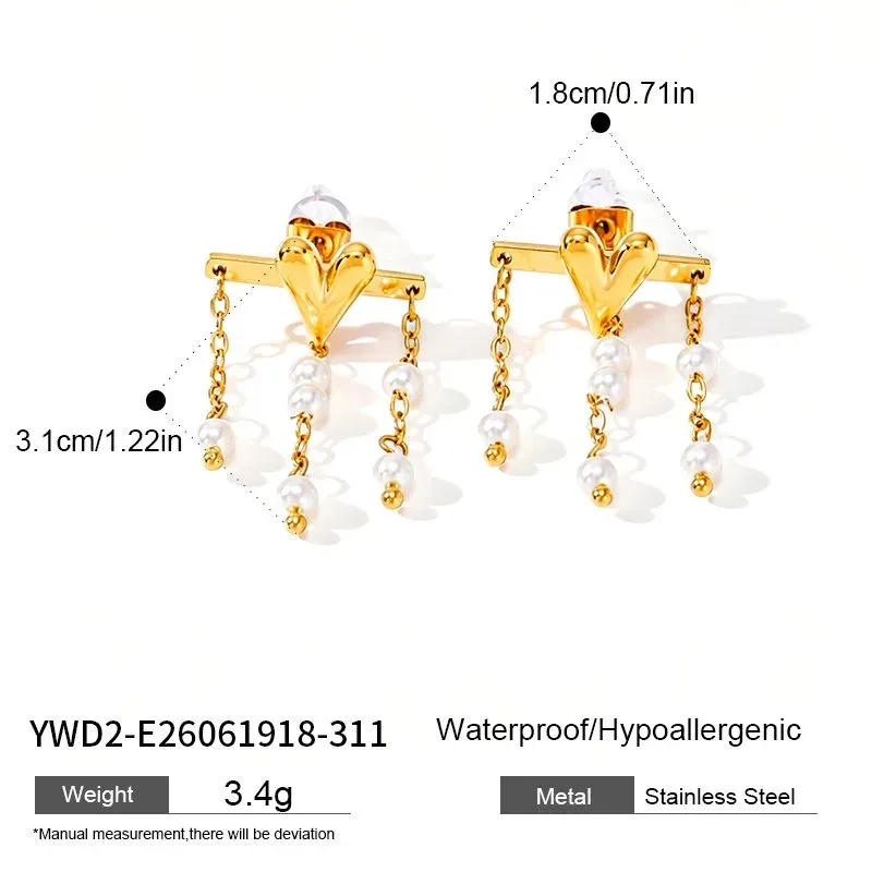 Ivanda Pearl Fringe Stud Earrings Gold Stainless YWD2-E26061918-311 - view 01
