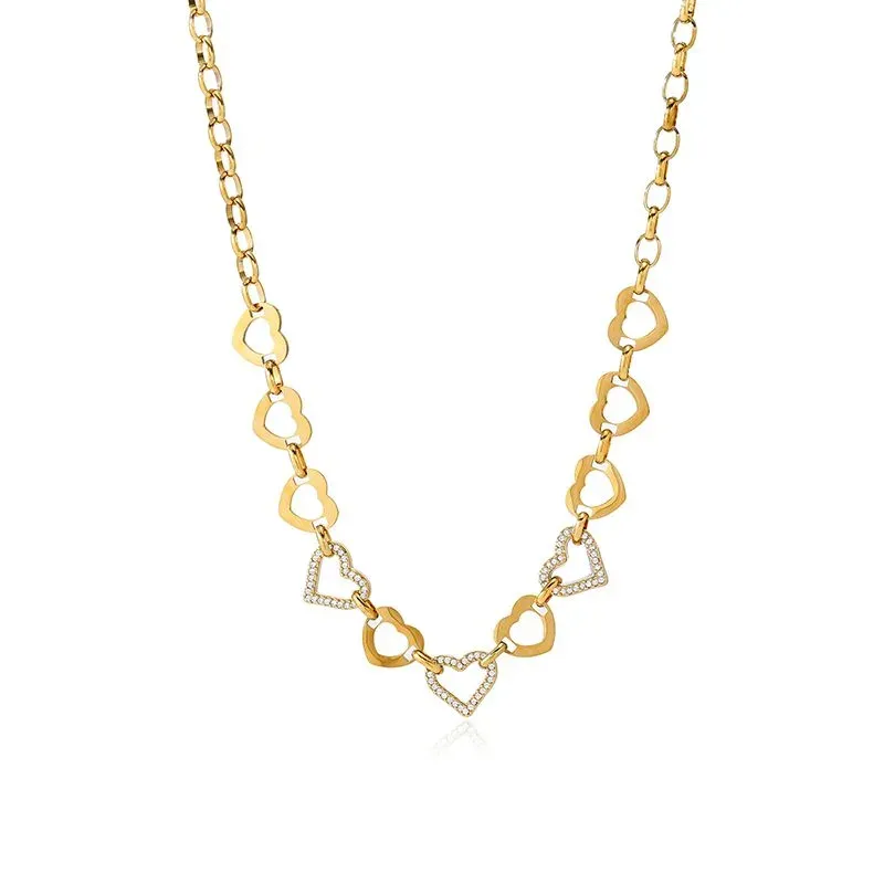 Ivanda Chunky Pavé Link Necklace Gold Statement CHZRK616-5 - view 06