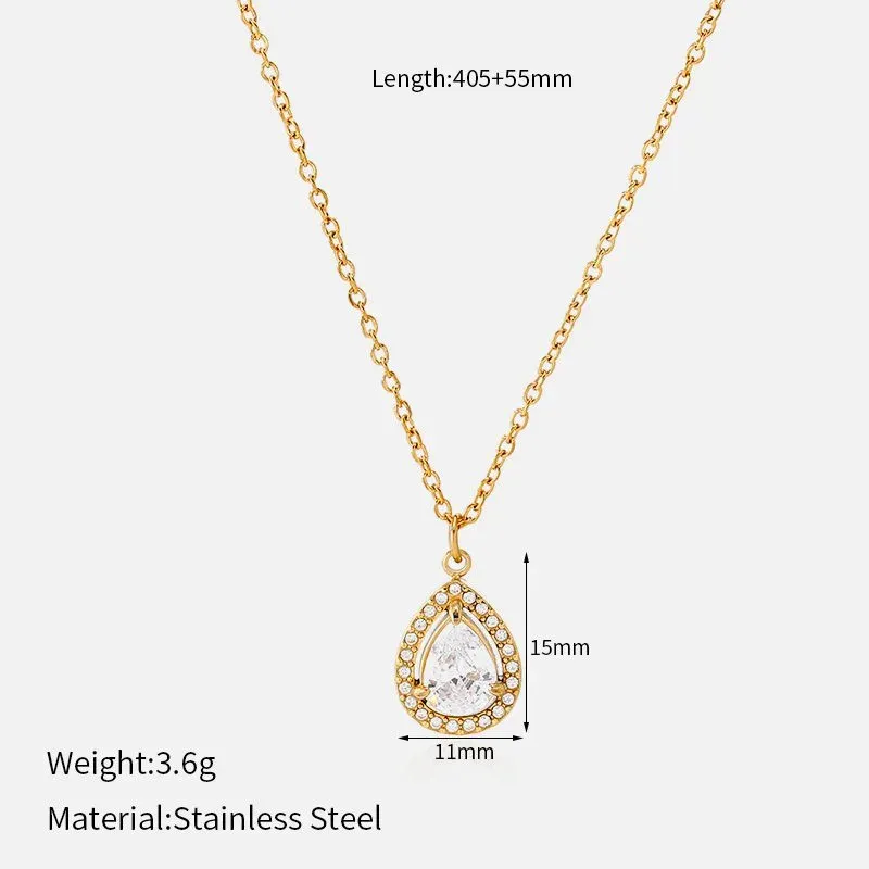 Ivanda Green Teardrop Pendant Necklace Gold CHZRK616-27 - view 03