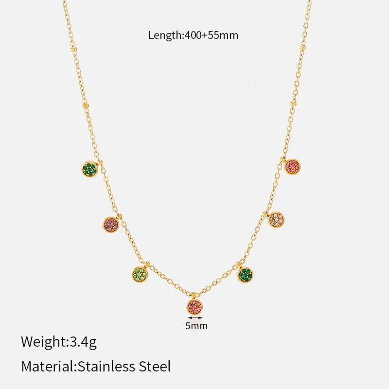 Ivanda Pavé Disc Station Necklace Gold CH1928 - view 02