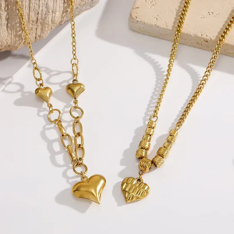 Ivanda Heart Locket Beaded Necklace Gold CHOFXL-0500-J - view 05