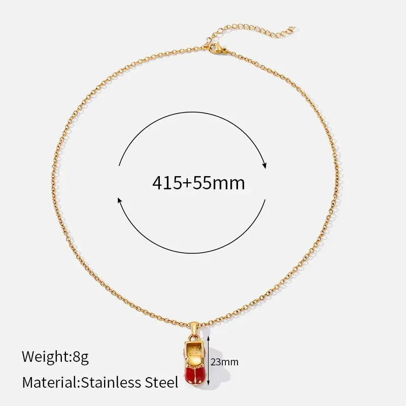 Ivanda Red Cherry Pendant Necklace Gold CPXB-099 - view 01