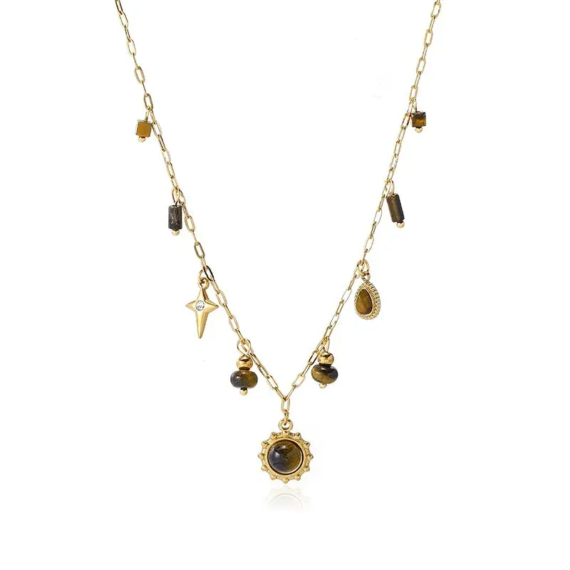 Ivanda Sun Pendant Necklace Charm Cluster Gold Stainless Steel CH260911-4 - view 02