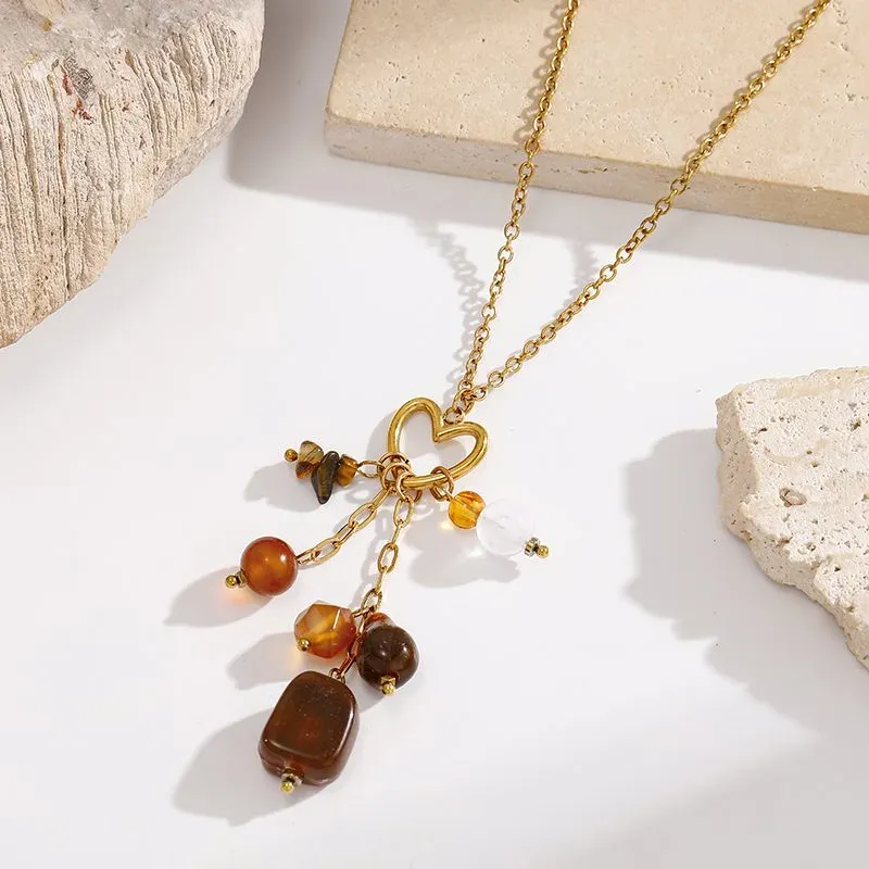 Ivanda Heart Cluster Necklace Amber Tone Gold YWD7S-N2604883-281 - view 03