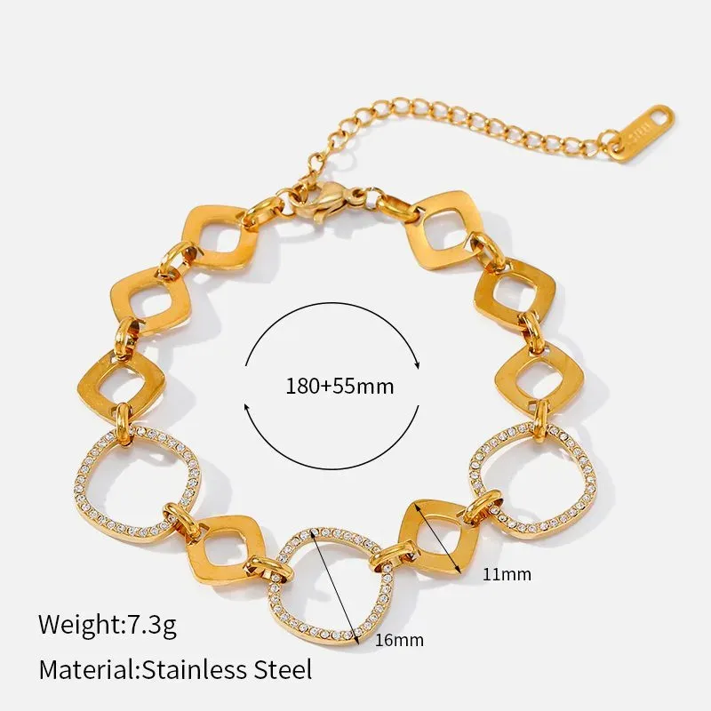 Ivanda Clover Link Bracelet Crystal Gold CHZRK616-1 - view 02