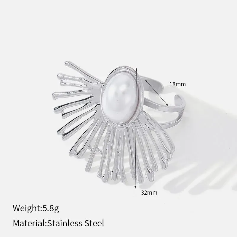 Ivanda Silver Fan Pearl Stud Earrings YWD2-S2504179-E - view 03
