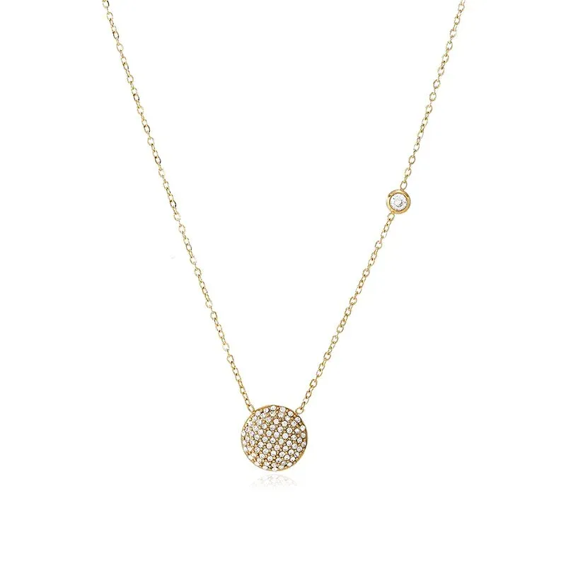 Ivanda Pavé Disc Pendant Necklace Gold CHZRK616-16 - view 03