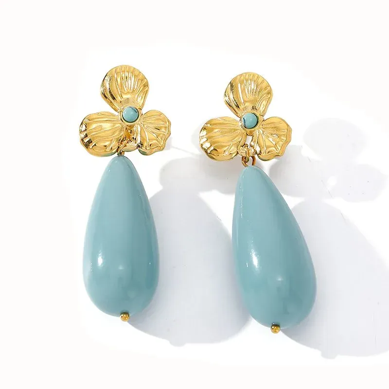 Ivanda Fan Top Stone Drop Earrings Gold YWD2-E2504955-2 - view 04