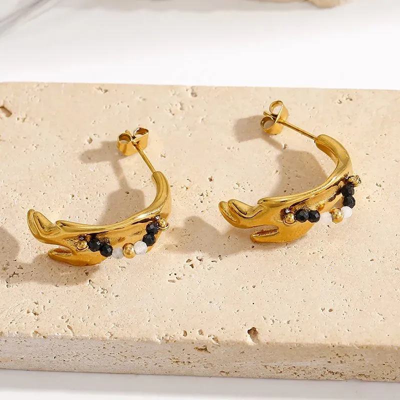 Ivanda Shark Charm Hoop Earrings Gold YWD8-E2504942 - view 04