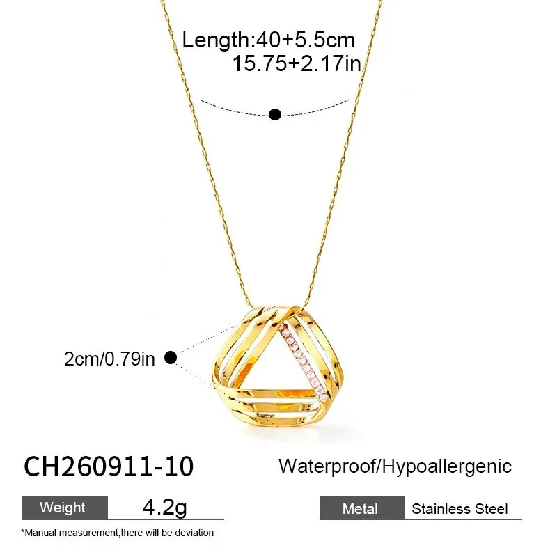 Ivanda Pavé Triangle Pendant Necklace Gold Stainless Steel CH260911-10 - view 01