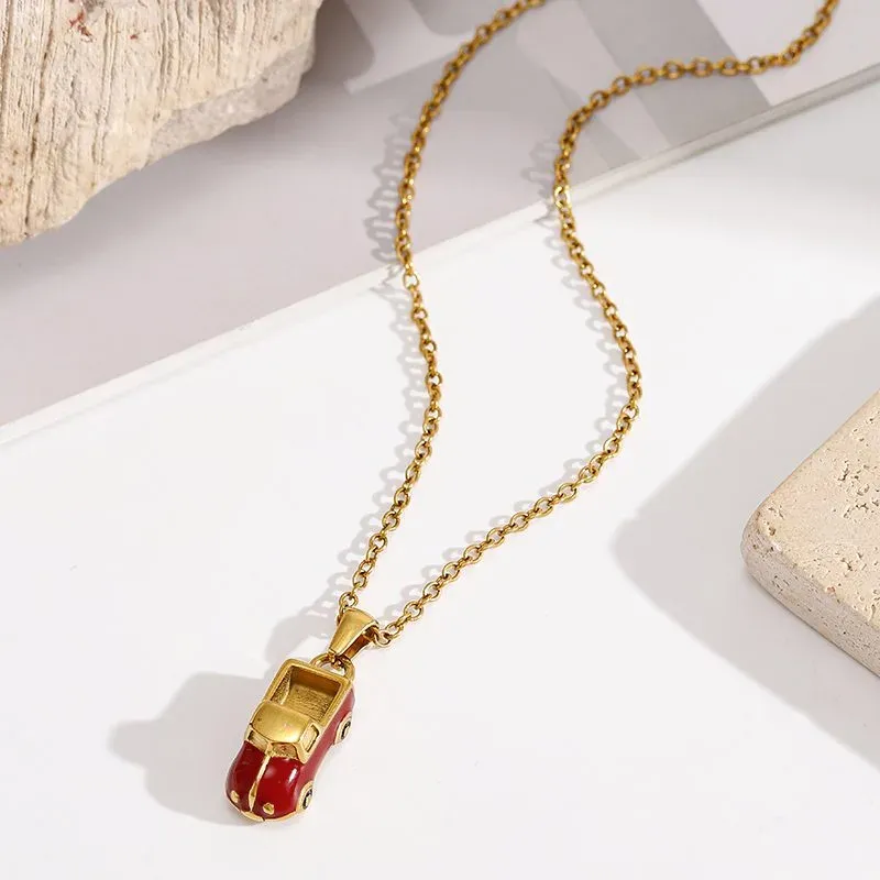 Ivanda Red Cherry Pendant Necklace Gold CPXB-099 - view 04