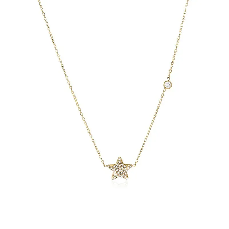 Ivanda Pavé Disc Pendant Necklace Gold CHZRK616-16 - view 04
