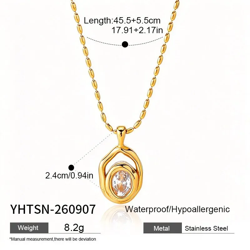 Ivanda Crystal Halo Pendant Necklace Gold Stainless YHTSN-260907 - view 01