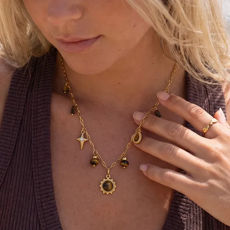 Ivanda Sun Pendant Necklace Charm Cluster Gold Stainless Steel CH260911-4 - view 05
