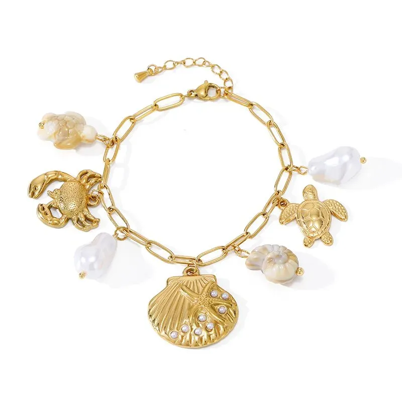 Ivanda Shell Seahorse Charm Bracelet Gold CHSL01531-1 - view 04