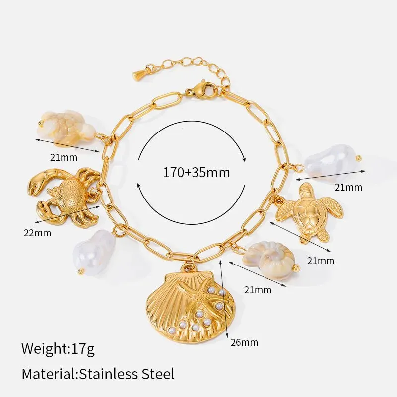 Ivanda Shell Seahorse Charm Bracelet Gold CHSL01531-1 - view 02