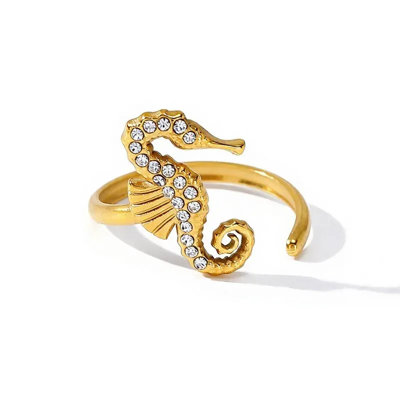 Ivanda Wavy Crystal Band Ring Gold Stainless YWD2-R26062073 - view 06
