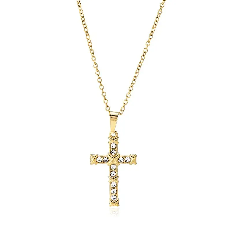 Ivanda Pavé Cross Pendant Necklace Gold CHZRK616-22 - view 06