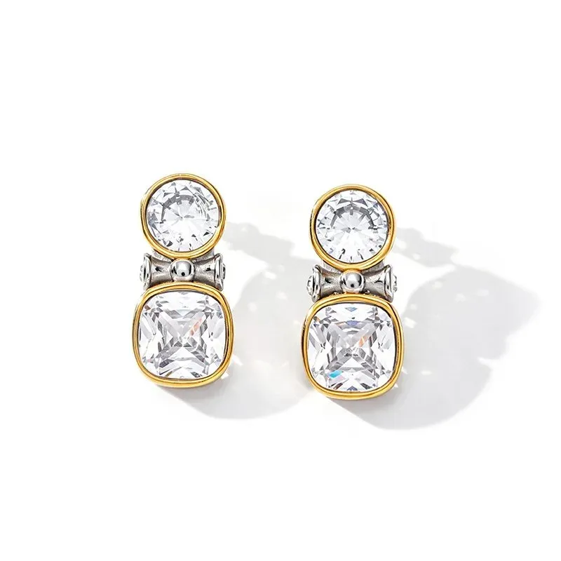 Ivanda Gold Drop Earrings Statement Stainless YHTSE-260520 - view 03