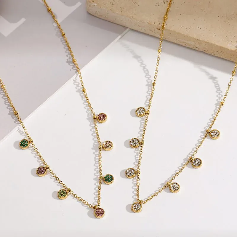 Ivanda Pavé Disc Station Necklace Gold CH1928 - view 06