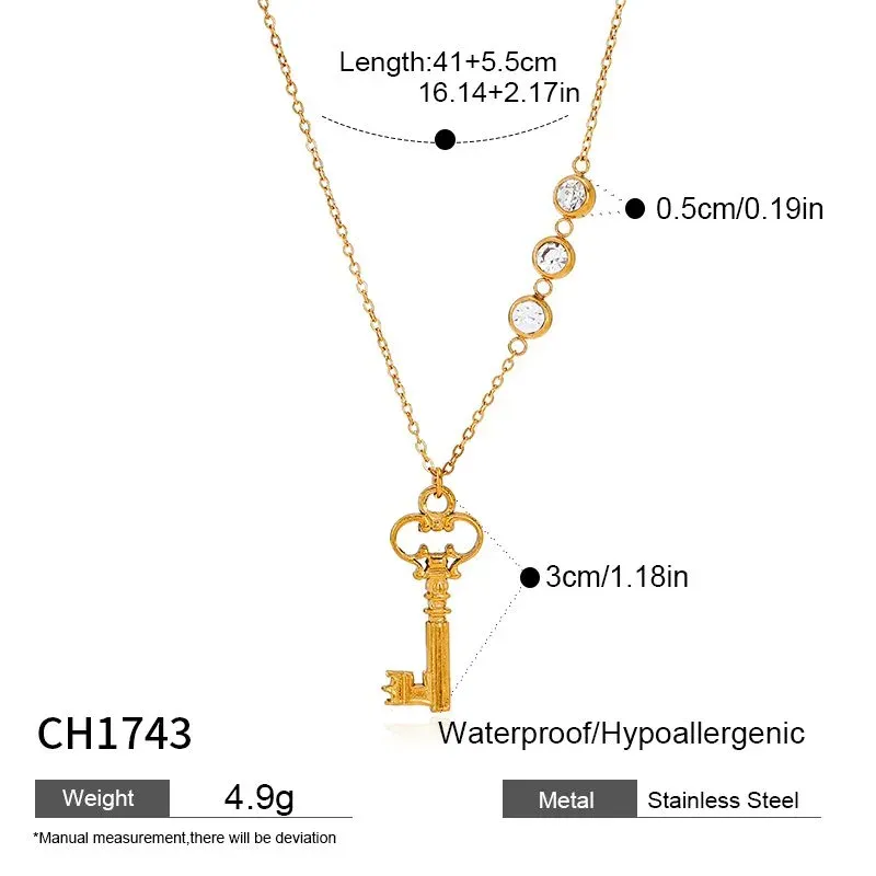 Ivanda Engraved Tag Pendant Necklace Gold Stainless Steel CH1067-1 - view 04