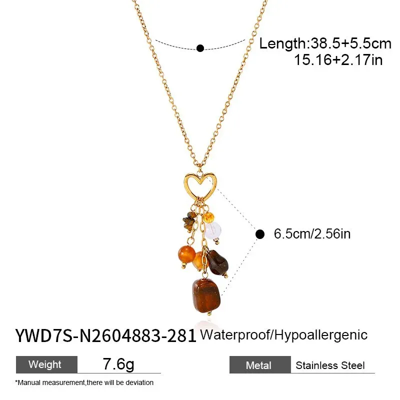 Ivanda Heart Cluster Necklace Amber Tone Gold YWD7S-N2604883-281 - view 01