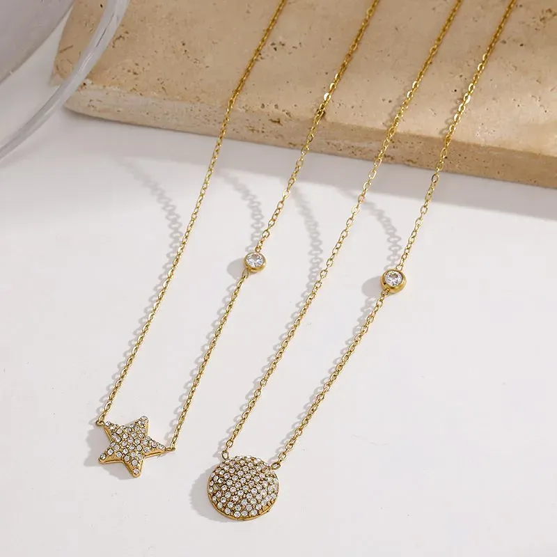 Ivanda Pavé Disc Pendant Necklace Gold CHZRK616-16 - view 06