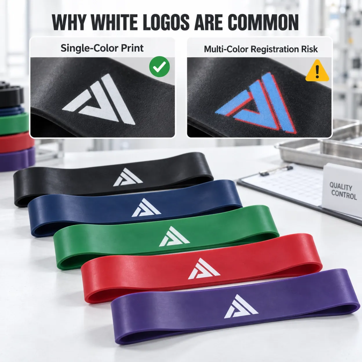 why resistance bands print single white logo only