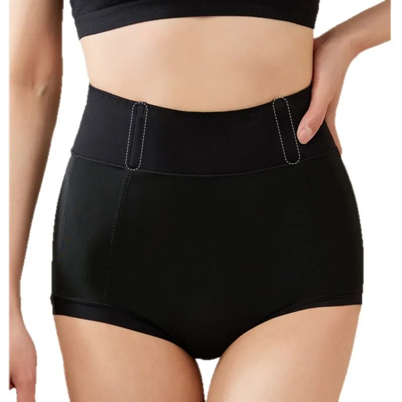 Black GENY YOGA 25039 high-waist tummy-control shapewear shorts front view