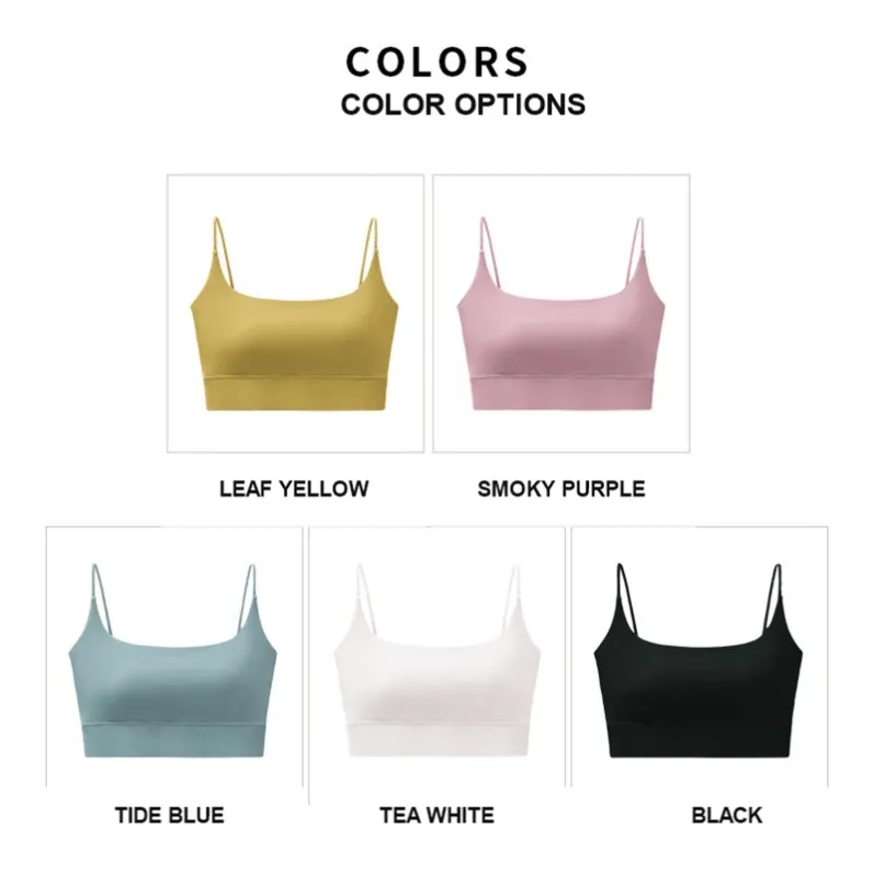 Five color options for GENY YOGA 2222 seamless yoga camisole