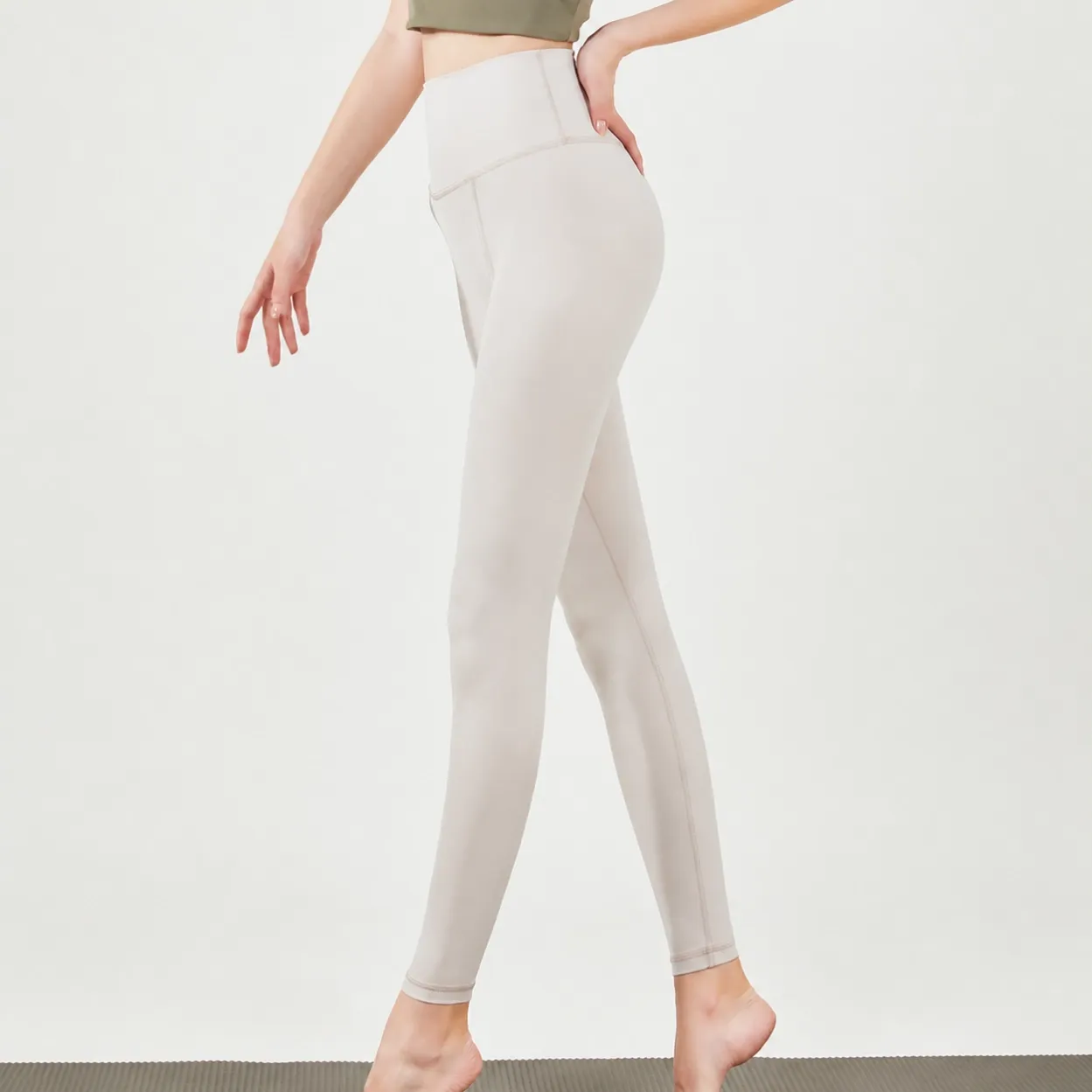 Women's Y23002 Eggshell White high-waisted yoga leggings