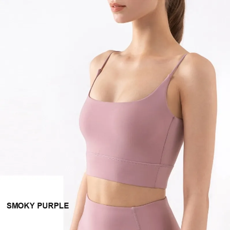 GENY YOGA 2222 smoky purple seamless thin-strap yoga camisole
