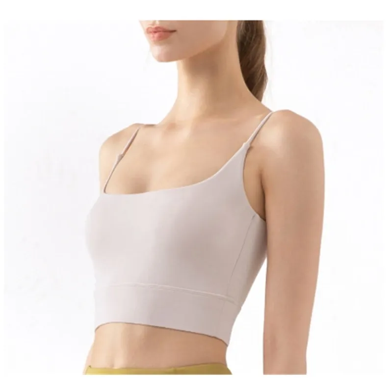 Tea white front view of GENY YOGA 2222 seamless yoga camisole