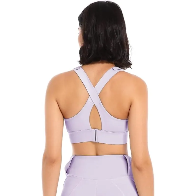 GENY YOGA 260803P purple adjustable zip-front high-support sports bra x back full view