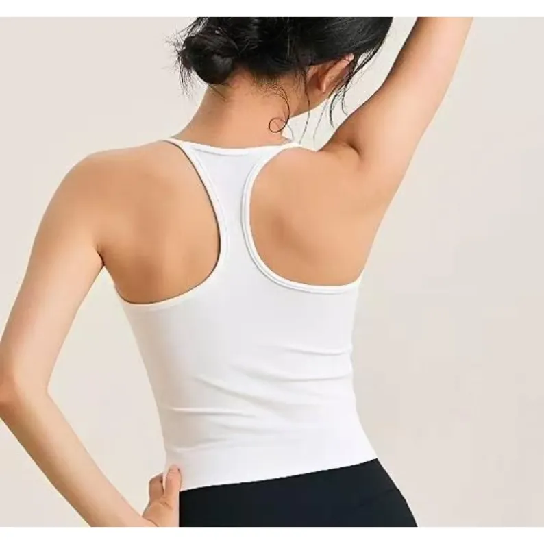 Back view of white women's racerback workout tank 26059-TANK