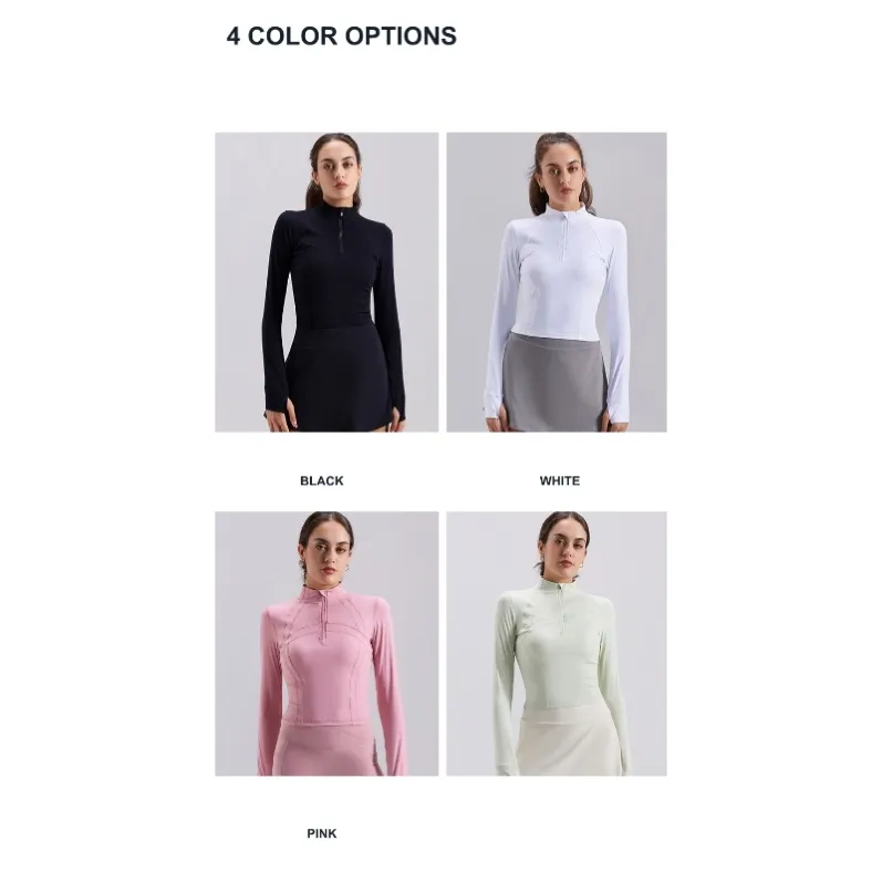 Black white pink and mint green color options for GENY YOGA 24030 top