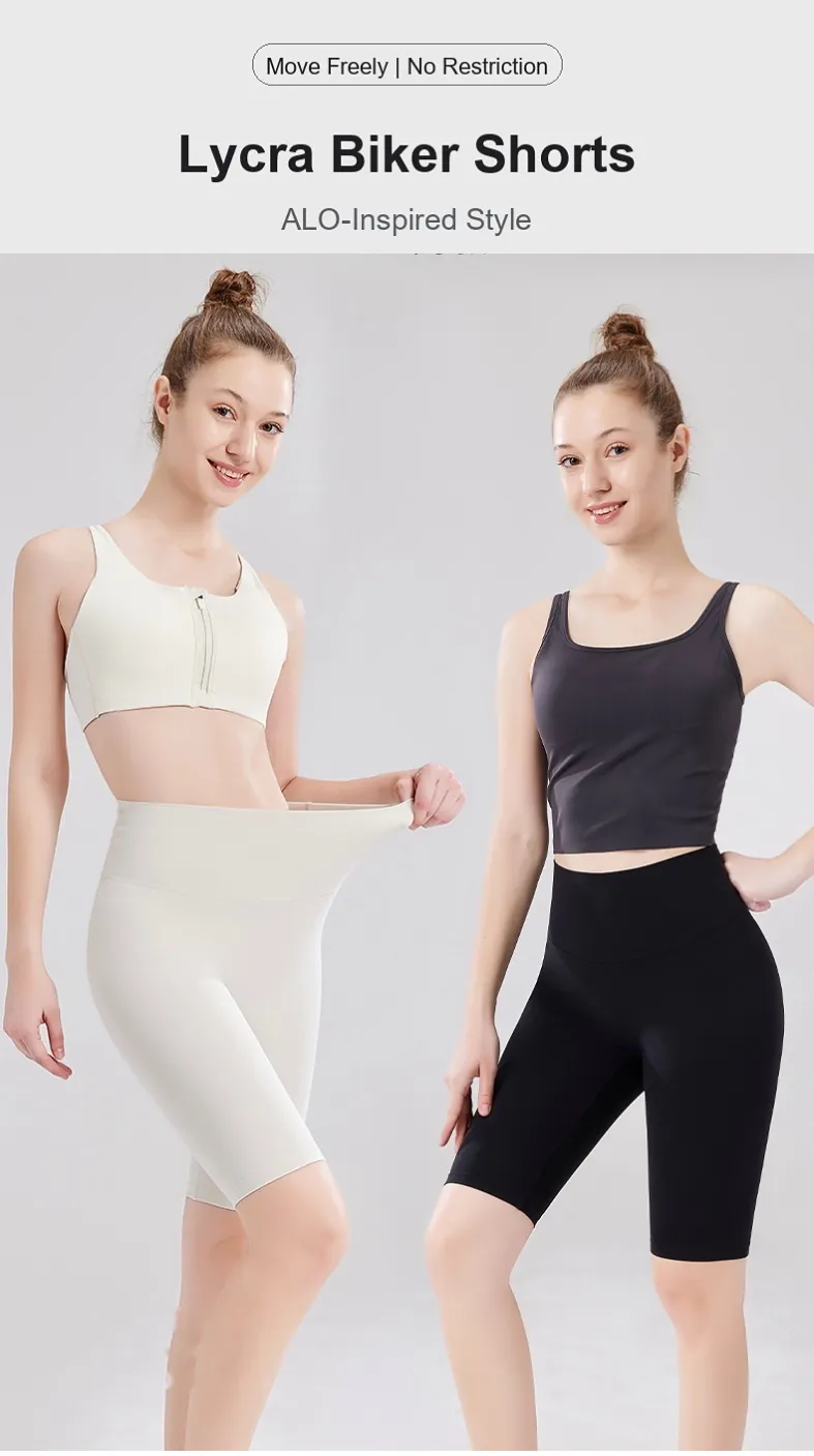 GENY YOGA 25045 Lycra biker shorts feature overview in ivory and black